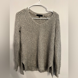 Sanctuary Sweater Oversized Ribbed Knit Chunky Vneck Slouchy  Slit Hem‎ White S